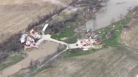 WATCH: Aerial video shows tornado's path of destruction in Illinois, Indiana